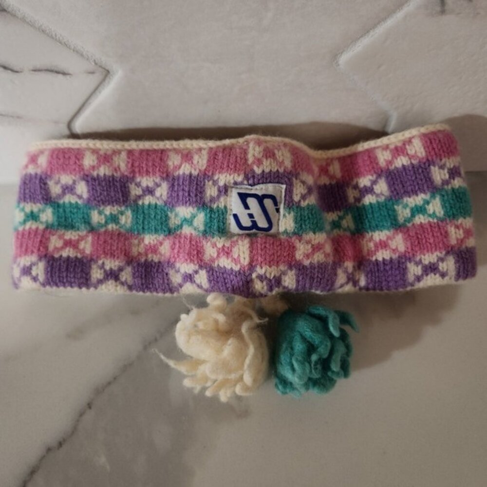 Vintage Toddler Murray Merkley ‎ Geometric Knit Wool Headband Ear Warmer
